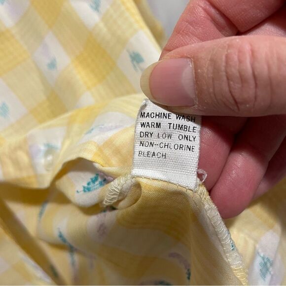 Cute vtg. Limoncello 🍋 80’s yellow windowpane plaid tulip blouse cheryl tiegs 🌼 - Picture 9 of 11